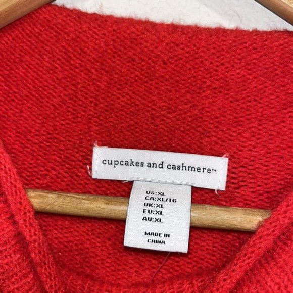 NEW Cupcakes & Cashmere Women Size XL Sweater Heart Colorblock Red Pink Knit Top - Picture 4 of 6